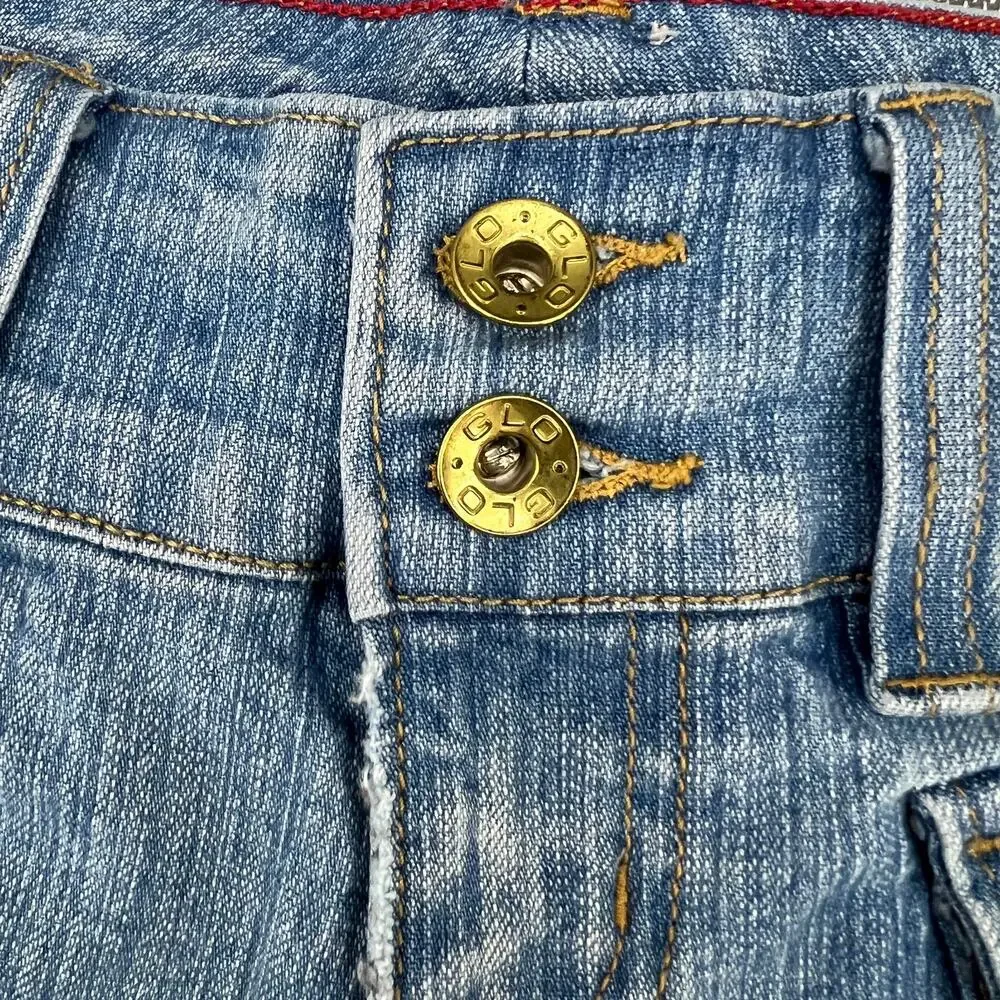 Glo Womens Y2K‎ Blue Cargo Pockets Denim Microshorts Jean Shorts Size Junior 3